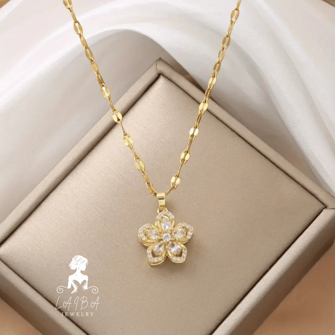 Zircon Rotating Chain Necklace - White