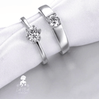 Trendy Diamond Cut Stone 925 Sterling Silver Couple Rings Adjustable
