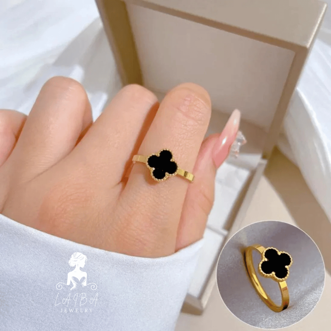 Adjustable Luxury Unique Design Gold Plated Real Stone Ring For Girls/Women