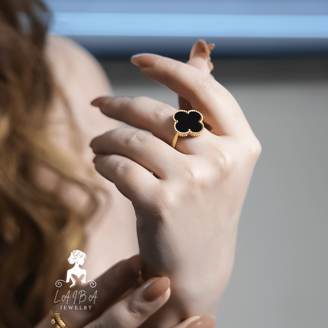 Adjustable Luxury Unique Design Gold Plated Real Stone Ring For Girls/Women