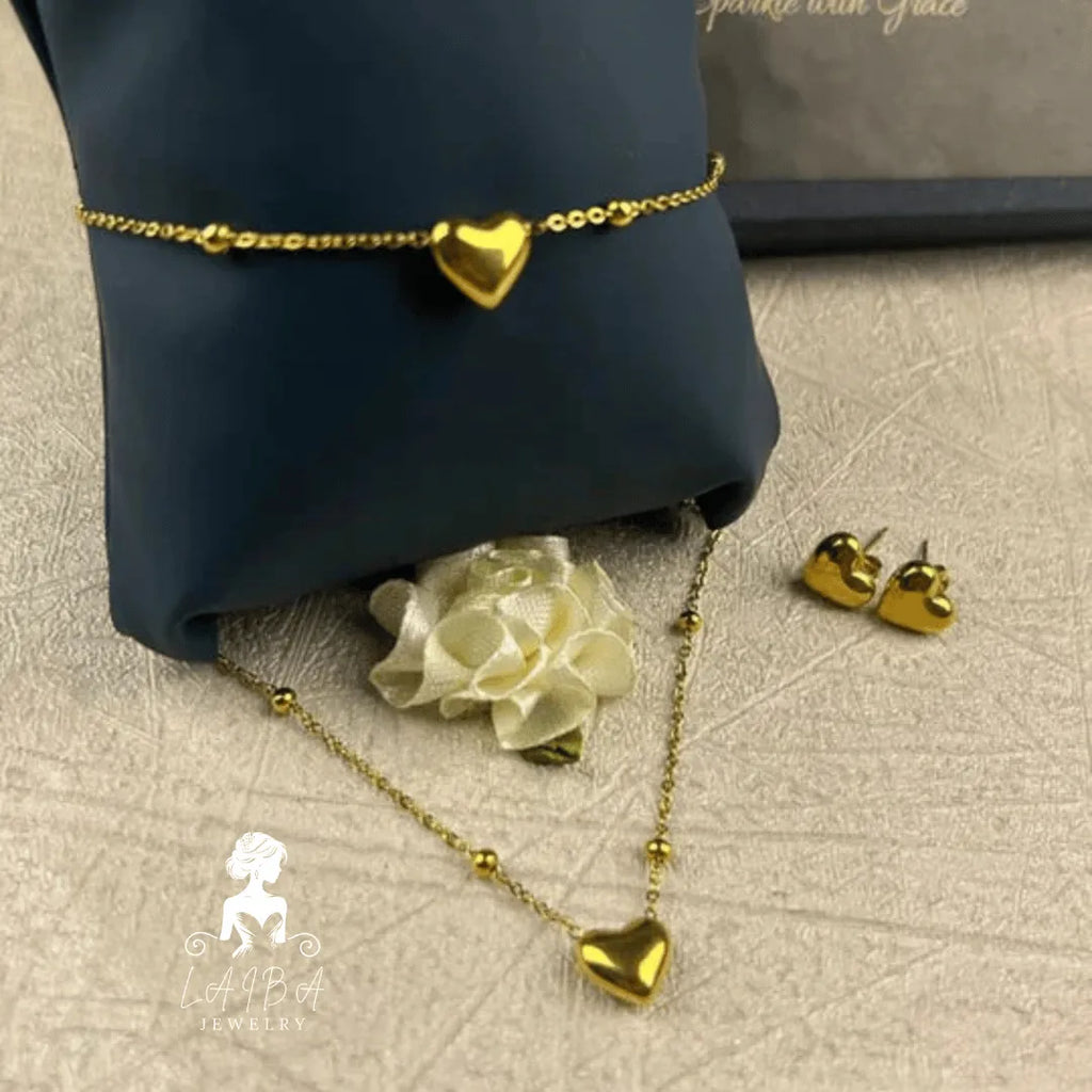 Golden Heart Charm Set