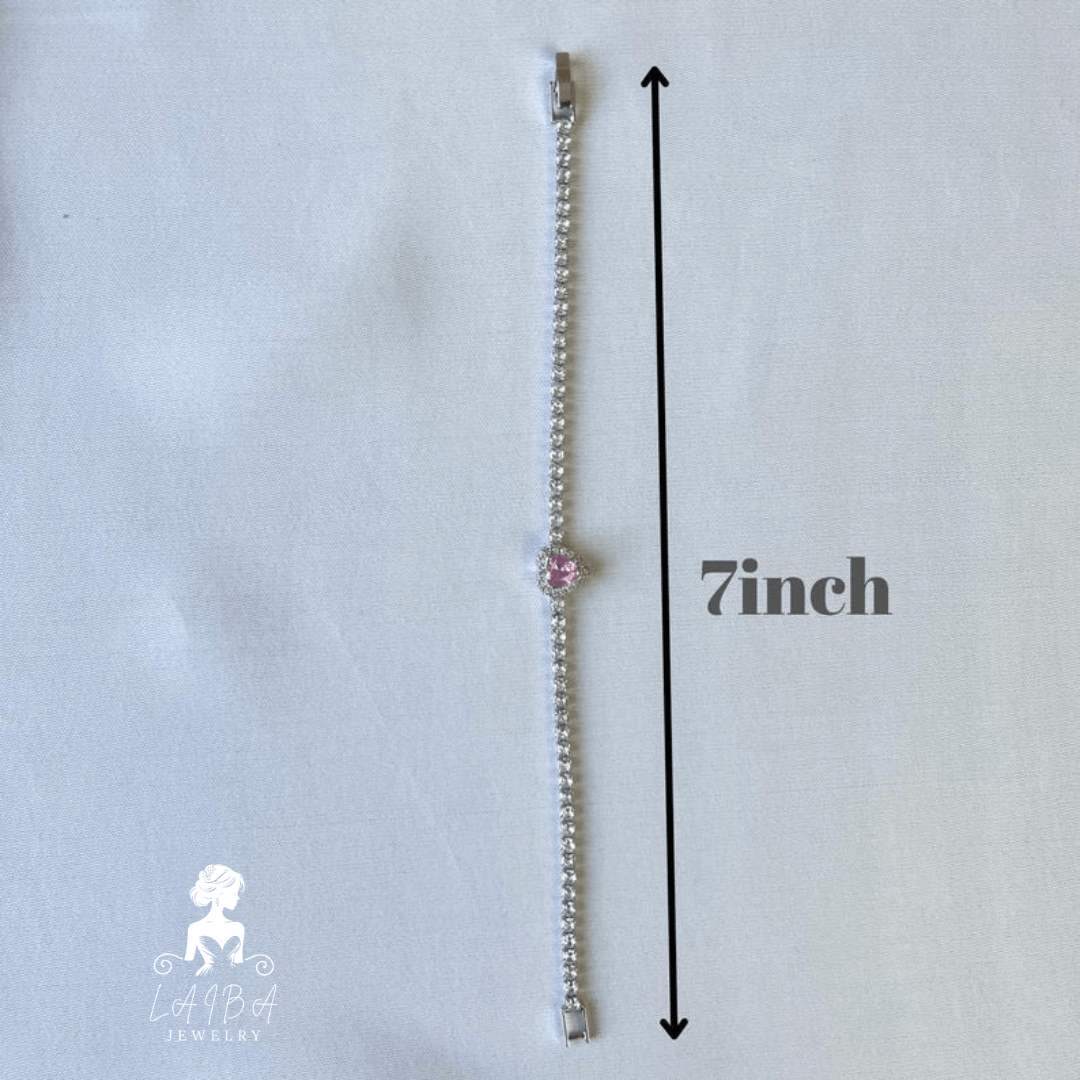 Imported Zirconia Bracelet -Rose Pink Brilliant Cut (Include luxury bracelet box)