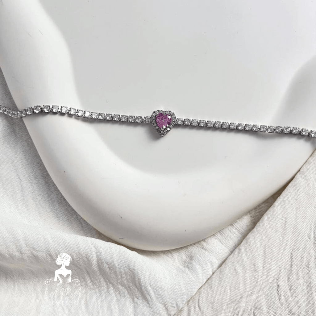Imported Zirconia Bracelet -Rose Pink Brilliant Cut (Include luxury bracelet box)