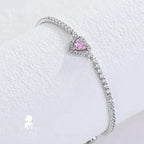 Imported Zirconia Bracelet -Rose Pink Brilliant Cut (Include luxury bracelet box)