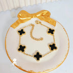 Stainless Steel Black Clover - Set of 4 Include ( Bracelet, Pendant, Adjustable Ring & Earrings )