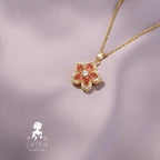 Zircon Rotating Chain Necklace - Red