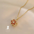 Zircon Rotating Chain Necklace - Red