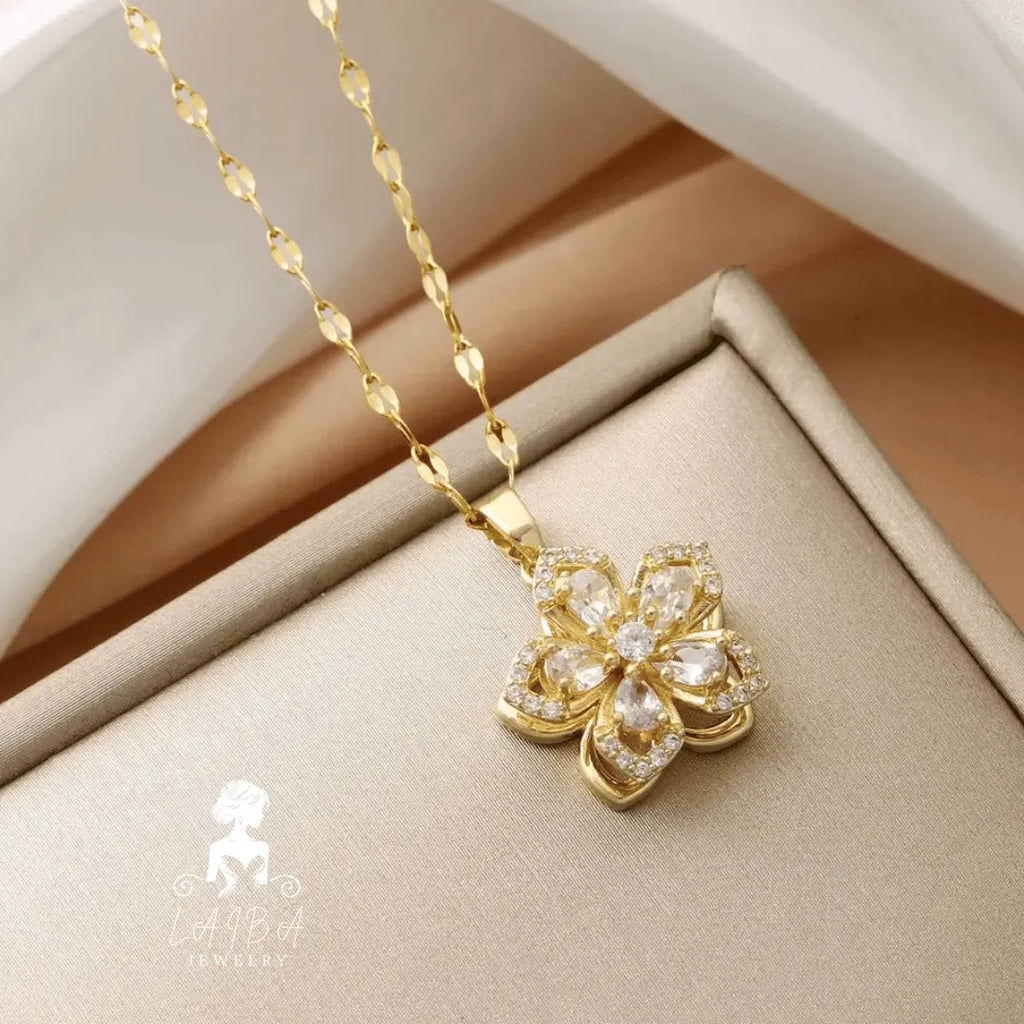 Zircon Rotating Chain Necklace - White