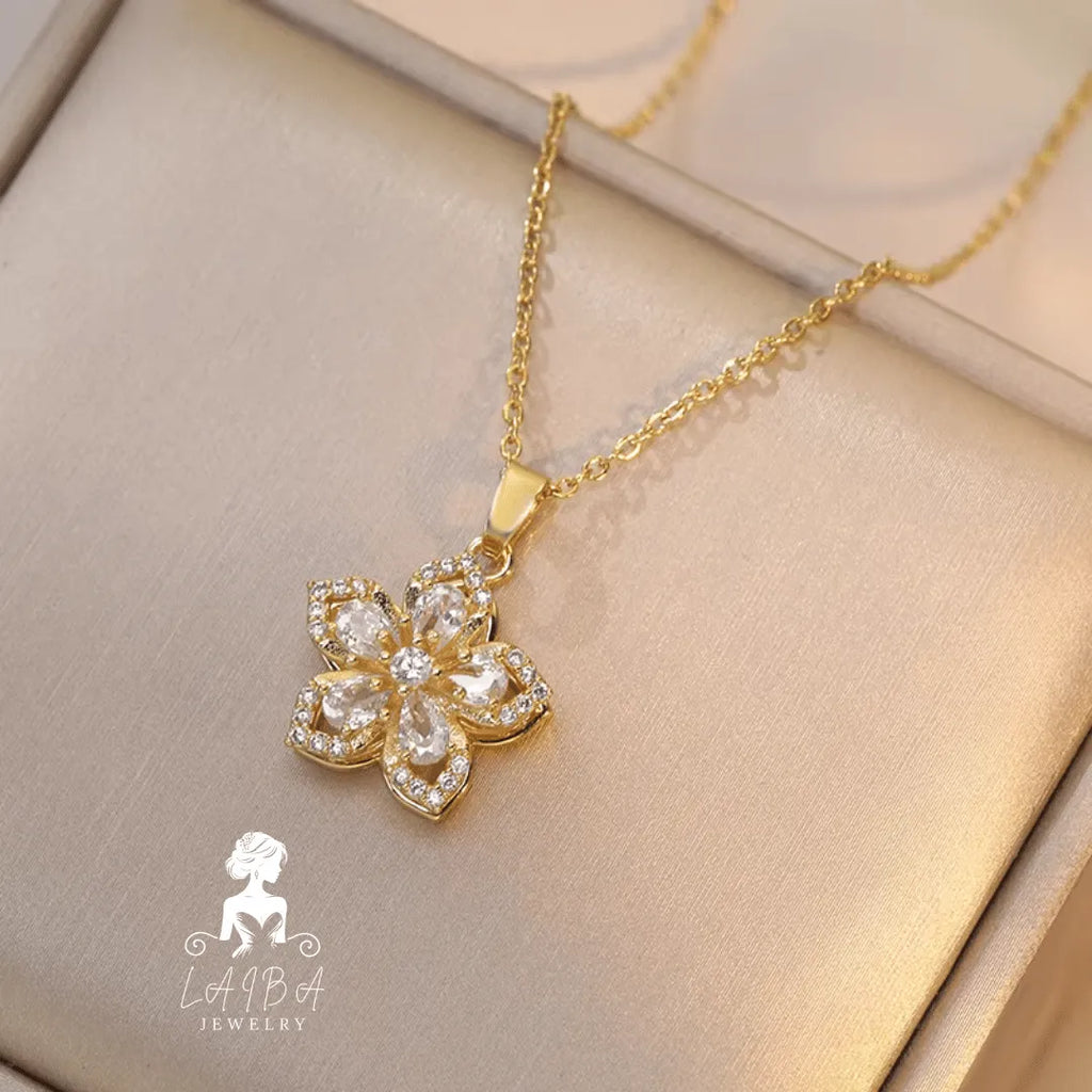 Zircon Rotating Chain Necklace - White